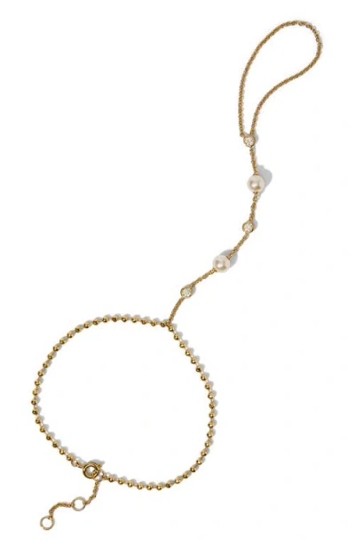 Nadri Esme Faux Pearl Hand Chain In Gold