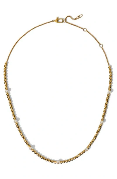 Nadri Esme Faux Pearl Metal Tennis Necklace In Green