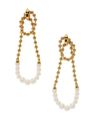 Nadri Esme Imitation Pearl Beaded Looped Ball Chain Drop Earrings In Gold