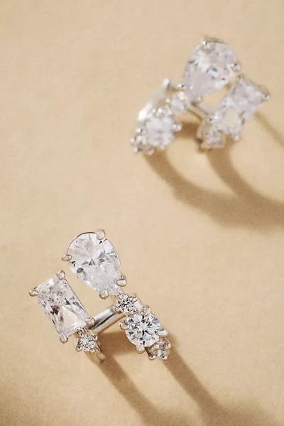 Nadri Everleigh Crystal J-hoop Earrings In Silver