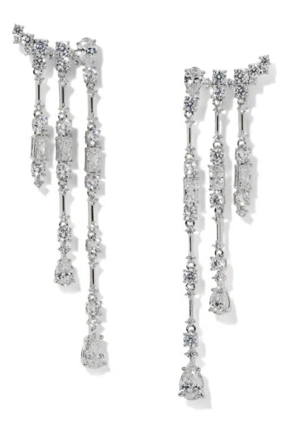 Nadri Everleigh Cubic Zirconia Fringe Earrings In Silver