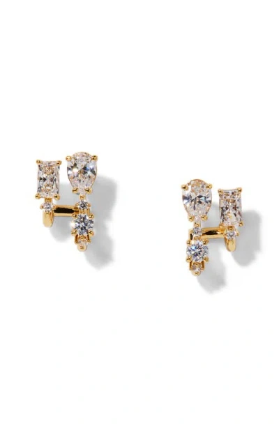 Nadri Everleigh Cubic Zirconia J Hoop Earrings In Gold