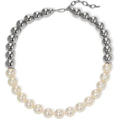 Nadri Farrah Beaded Necklace In Silver