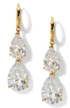 Nadri Cubic Zirconia Pear Double Drop Earrings In Gold