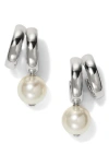 Nadri Imitation Pearl Spiral C Hoop Earrings In Silver