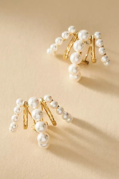 Nadri Farrah Multi-pearl Hoop Earrings In Gold