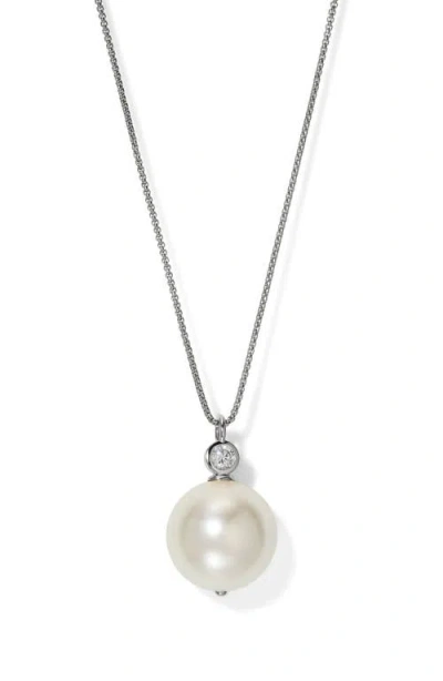 Nadri Farrah Xl Faux Pearl Pendant Necklace In Rhodium/faux Pearl