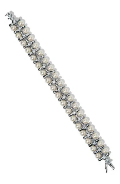 Nadri Faux Pearl & Cubic Zirconia Bracelet In Metallic