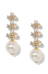 Nadri Faux Pearl & Cubic Zirconia Drop Earrings In Metallic