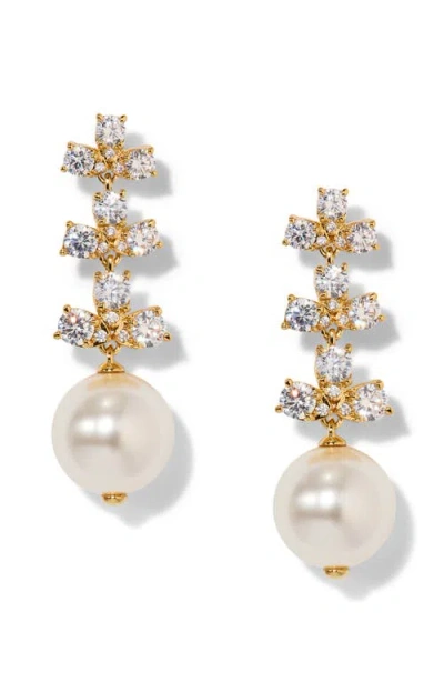 Nadri Faux Pearl & Cubic Zirconia Drop Earrings In Metallic