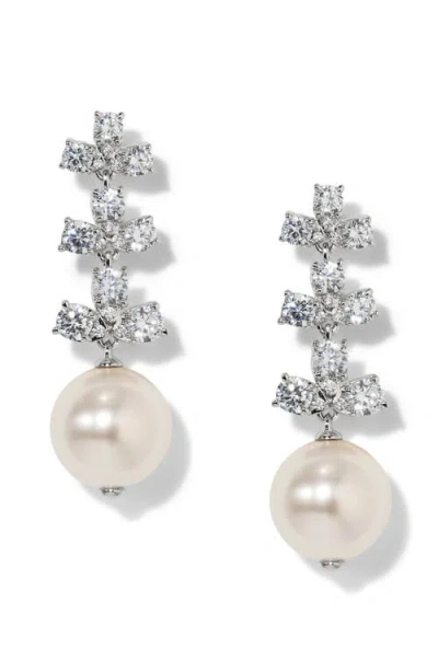 Nadri Faux Pearl & Cubic Zirconia Drop Earrings In Neutral