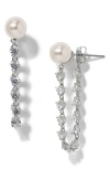 Nadri Faux Pearl Front Back Earrings In Metallic