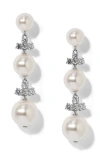 Nadri Faux Pearl Linear Drop Earrings In Metallic