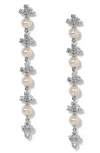 Nadri Faux Pearl Long Linear Drop Earrings In Metallic