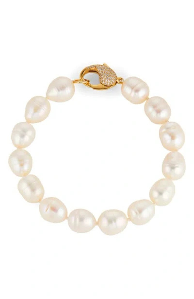 Nadri Cultured Genuine Freshwater Baroque Pearl Bracelet In Gold