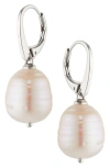 Nadri Cultured Genuine Baroque Freshwater Pearl Drop Earrings In Silver