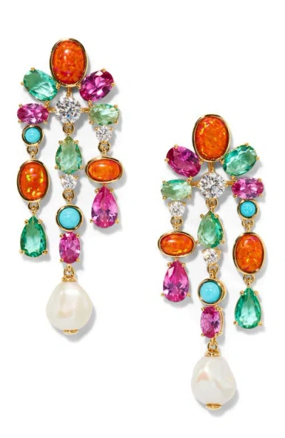 Nadri Frieda Cubic Zirconia & Freshwater Pearl Chandelier Earrings In Multi