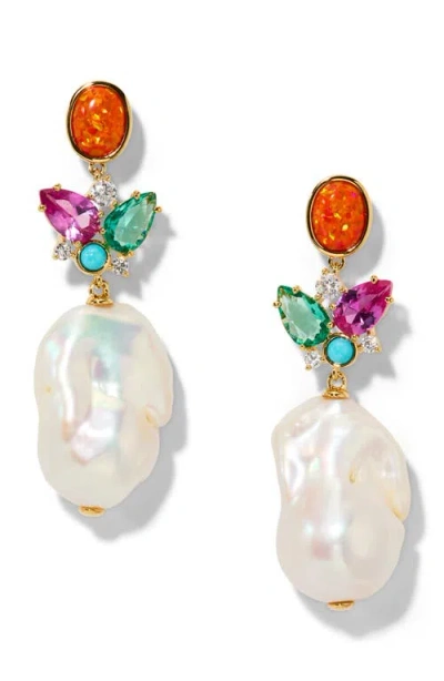 Nadri Frieda Cubic Zirconia & Freshwater Pearl Drop Earrings In Gold