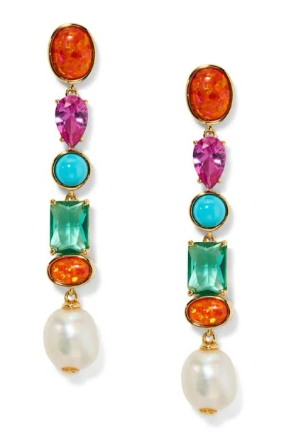 Nadri Frieda Cubic Zirconia & Freshwater Pearl Linear Drop Earrings In Multi