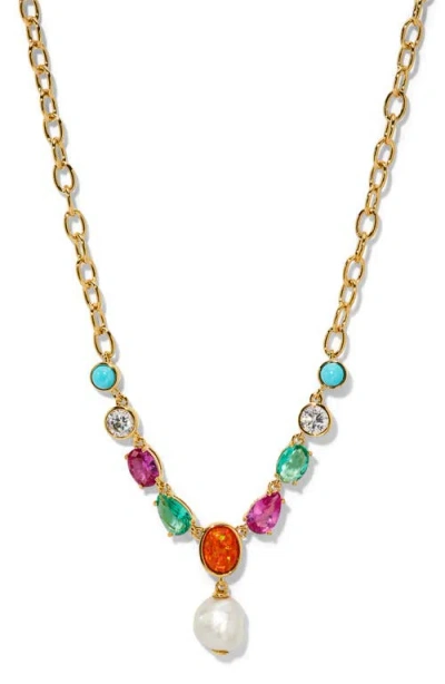 Nadri Frieda Faux Pearl Drop Frontal Necklace In Gray