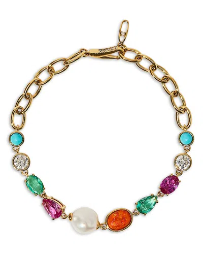 Nadri Frieda Multi Stone Chain Bracelet In Gold