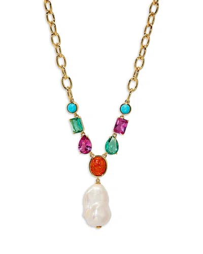 Nadri Frieda Multi Stone Pendant Necklace, 24 In Gold
