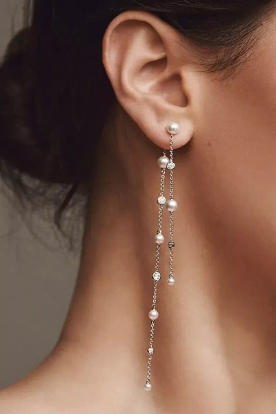 Nadri Front-back Crystal Pearl Drop Earrings In Silver