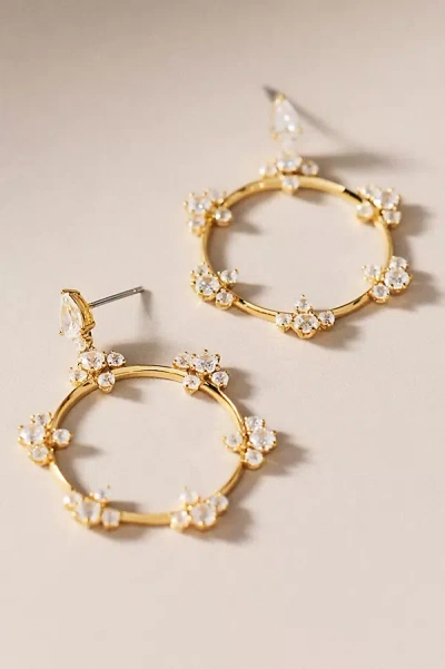 Nadri Frontal Crystal Hoop Earrings In Gold