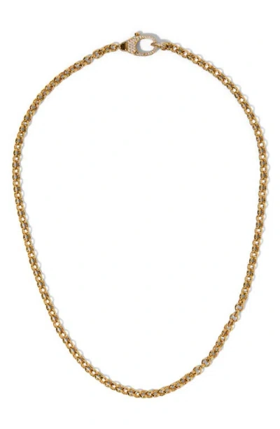 Nadri Gemini Pavé Clasp Link Chain Necklace In Gold