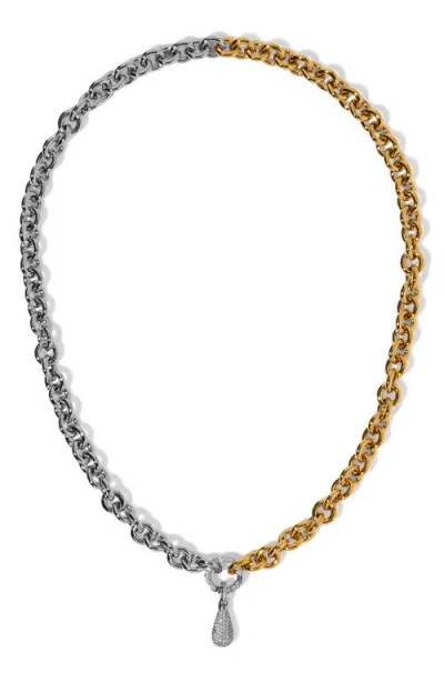 Nadri Gemini Pavé Drop Chain Necklace In Gold