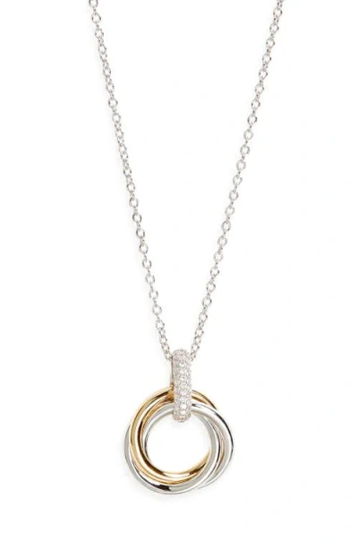 Nadri Gemini Pavé Trio Pendant Necklace In Gold