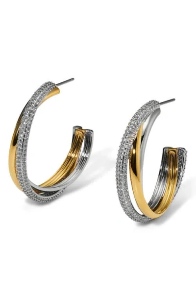Nadri Gemini Two-tone Hoop Earrings In Gray