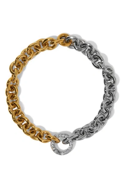 Nadri Gemini Two-tone Pavé Circle Chain Bracelet In Gold
