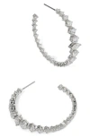 Nadri Graduated Cubic Zirconia Inside Out Hoop Earrings In Rhodium