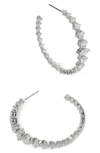 Nadri Graduated Cubic Zirconia Inside Out Hoop Earrings In Rhodium