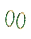 Nadri Green Cubic Zirconia Inside Out Medium Hoop Earrings In Gold/green