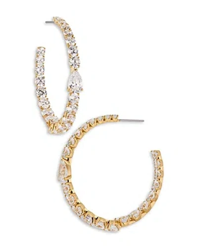 Nadri Halle Large Cubic Zirconia Inside Out Hoop Earrings In Gold