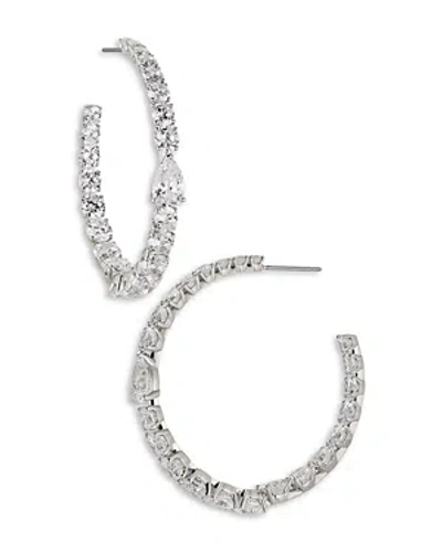 Nadri Halle Large Cubic Zirconia Inside Out Hoop Earrings In Rhodium