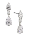 Nadri Halle Cubic Zirconia Triple Drop Earrings In Rhodium Plated In Silver