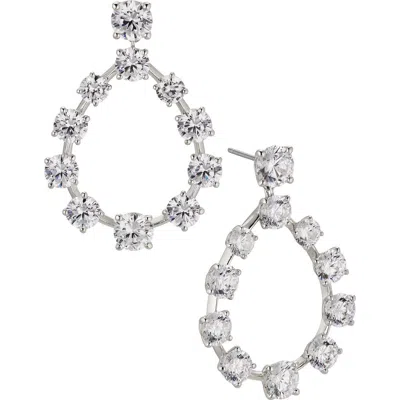 Nadri Halle Teardrop Frontal Hoop Earrings In Rhodium
