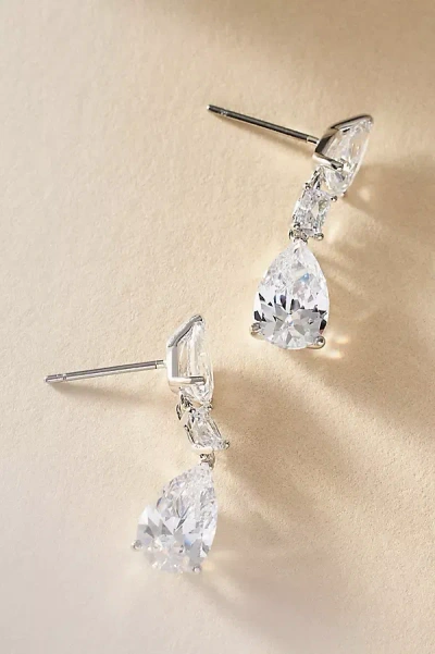 Nadri Halle Triple Drop Earrings In Silver