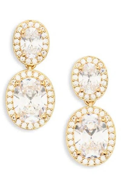 Nadri Halo Cubic Zirconia Drop Earrings In Gold