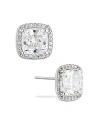 Nadri Halo Square Stud Earrings In Silver