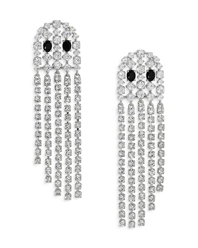 Nadri Haunt Couture Cubic Zirconia Ghost Fringe Drop Earrings In Silver