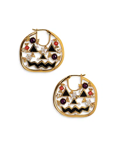 Nadri Haunt Couture Jack O' Lantern Hoop Earrings In 18k Gold Plated