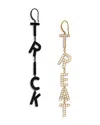 Nadri Haunt Couture Pave Trick 'r Treat Mismatch Linear Drop Earrings In 18k Gold Plated & Ruthenium Plate In Multi
