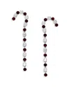 Nadri Holi-daze Cubic Zirconia & Color Crystal Candy Cane Linear Drop Earrings In Rhodium Plated In Red/silver