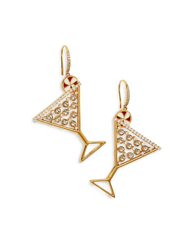 Nadri Holi-daze Cubic Zirconia Peppermint Cosmo Drop Earrings In 18k Gold Plated