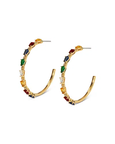 Nadri Holi-daze Multicolor Stone Bulb Hoop Earrings In 18k Gold Plated In Multi/gold
