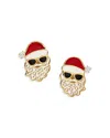 Nadri Holi-daze Pave Santa Stud Earrings In 18k Gold Plated In Cream/red